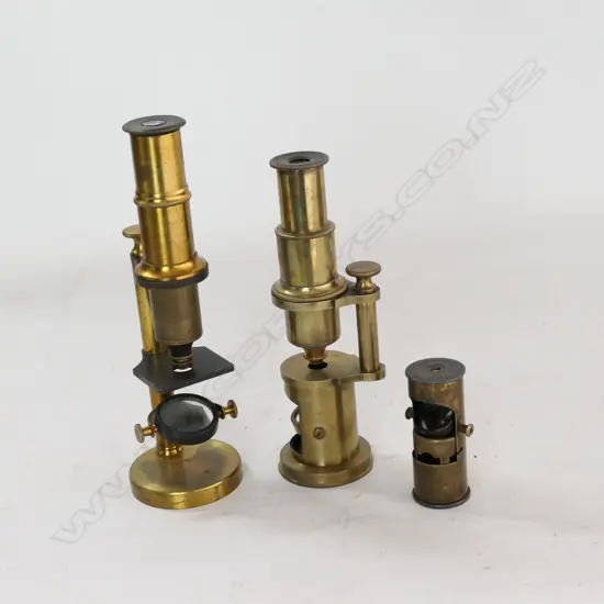 2 BOXED LACQUERED BRASS STUDENT'S MICROSCOPES (2)